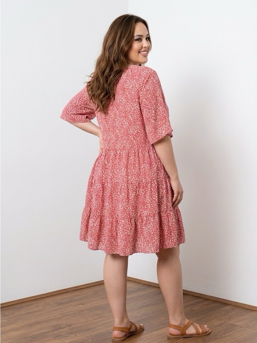 NWOT Flawless Red Floral Tiered Mini Dress - Picture 2 of 7
